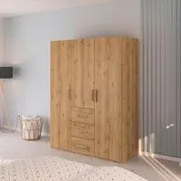 Evelyn 3 Door Wardrobe with Drawer - Wild Oak