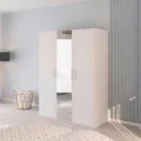 Evelyn 3 Door Wardrobe with Mirror - Alpine White