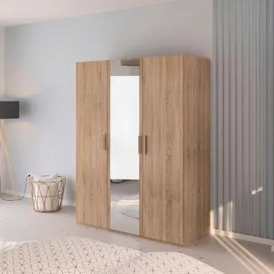 Evelyn 3 Door Wardrobe with Mirror - Sonoma Oak
