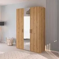 Evelyn 3 Door Wardrobe with Mirror - Wild Oak