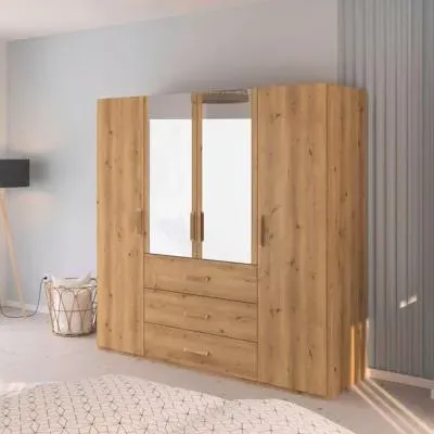 Evelyn 4 Door Wardrobe - Wild Oak