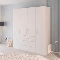 Evelyn 4 Door Wardrobe with Drawer - Alpine White