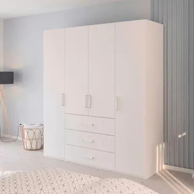 Evelyn 4 Door Wardrobe with Drawer - Alpine White
