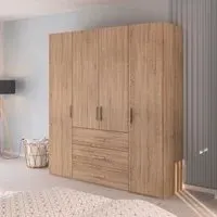 Evelyn 4 Door Wardrobe with Drawer - Sonoma Oak