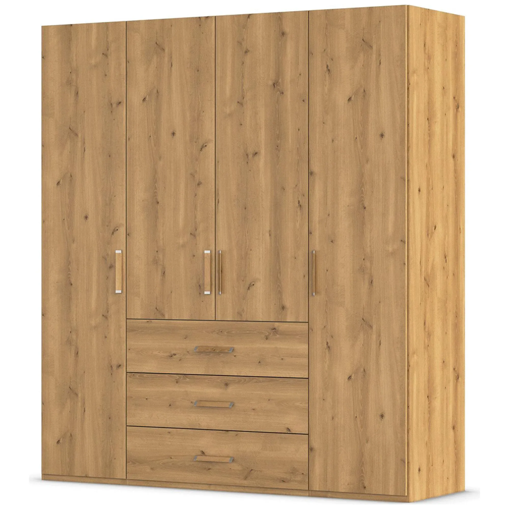 Evelyn 4 Door Wardrobe with Drawer - Wild Oak