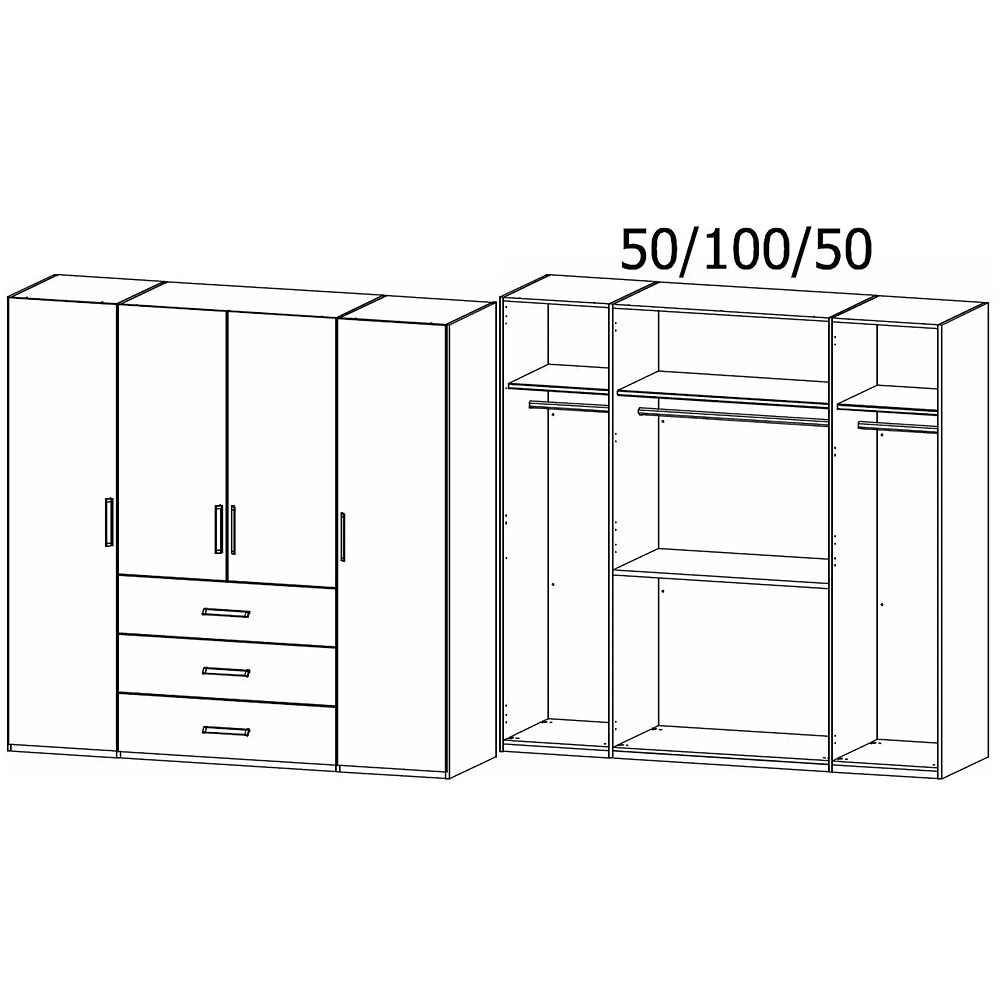 Evelyn 4 Door Wardrobe with Drawer - Wild Oak