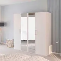 Evelyn 4 Door Wardrobe with Mirror - Alpine White