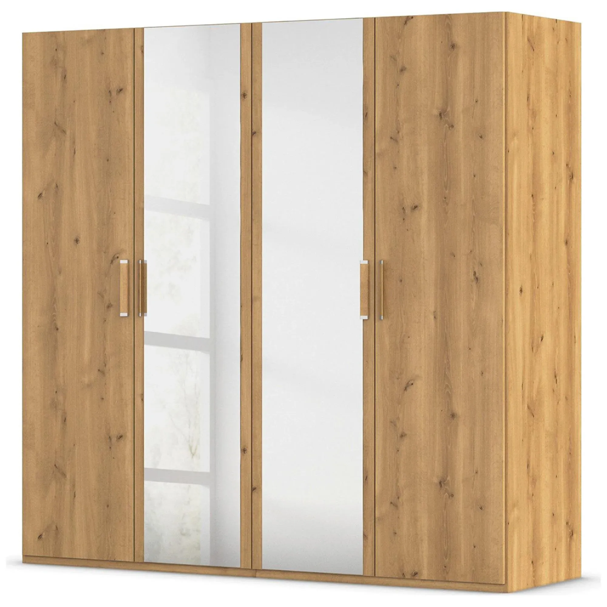 Evelyn 4 Door Wardrobe with Mirror - Wild Oak