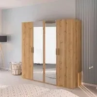 Evelyn 4 Door Wardrobe with Mirror - Wild Oak