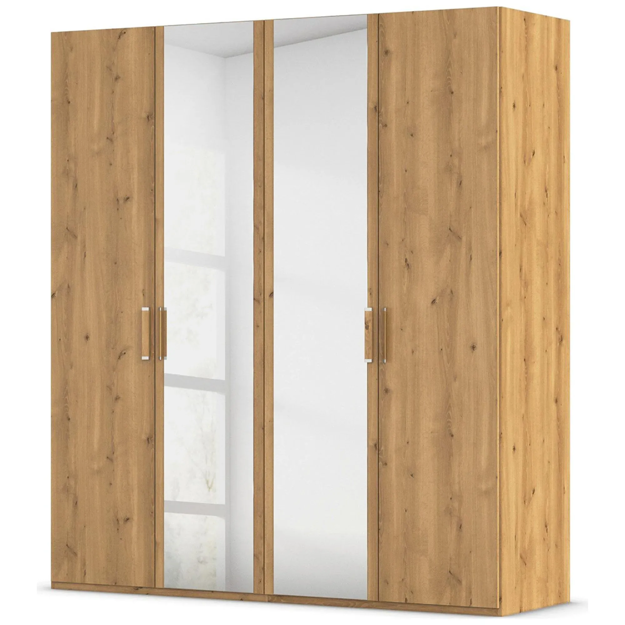 Evelyn 4 Door Wardrobe with Mirror - Wild Oak