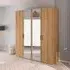 Evelyn 4 Door Wardrobe with Mirror - Wild Oak