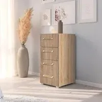 Evelyn 4 Drawer Narrow Chest - Sonoma Oak