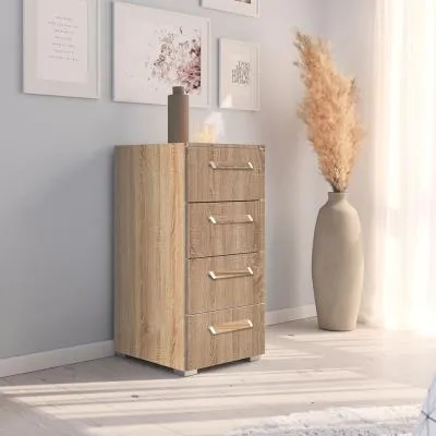 Evelyn 4 Drawer Narrow Chest - Sonoma Oak