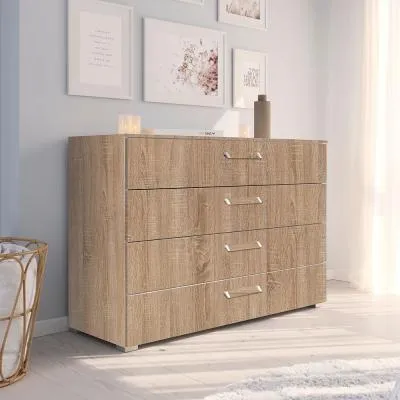 Evelyn 4 Drawer Wide Chest - Sonoma Oak