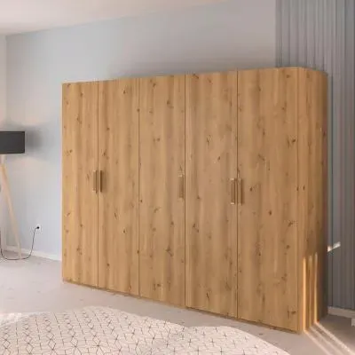 Evelyn 5 Door Wardrobe - Wild Oak