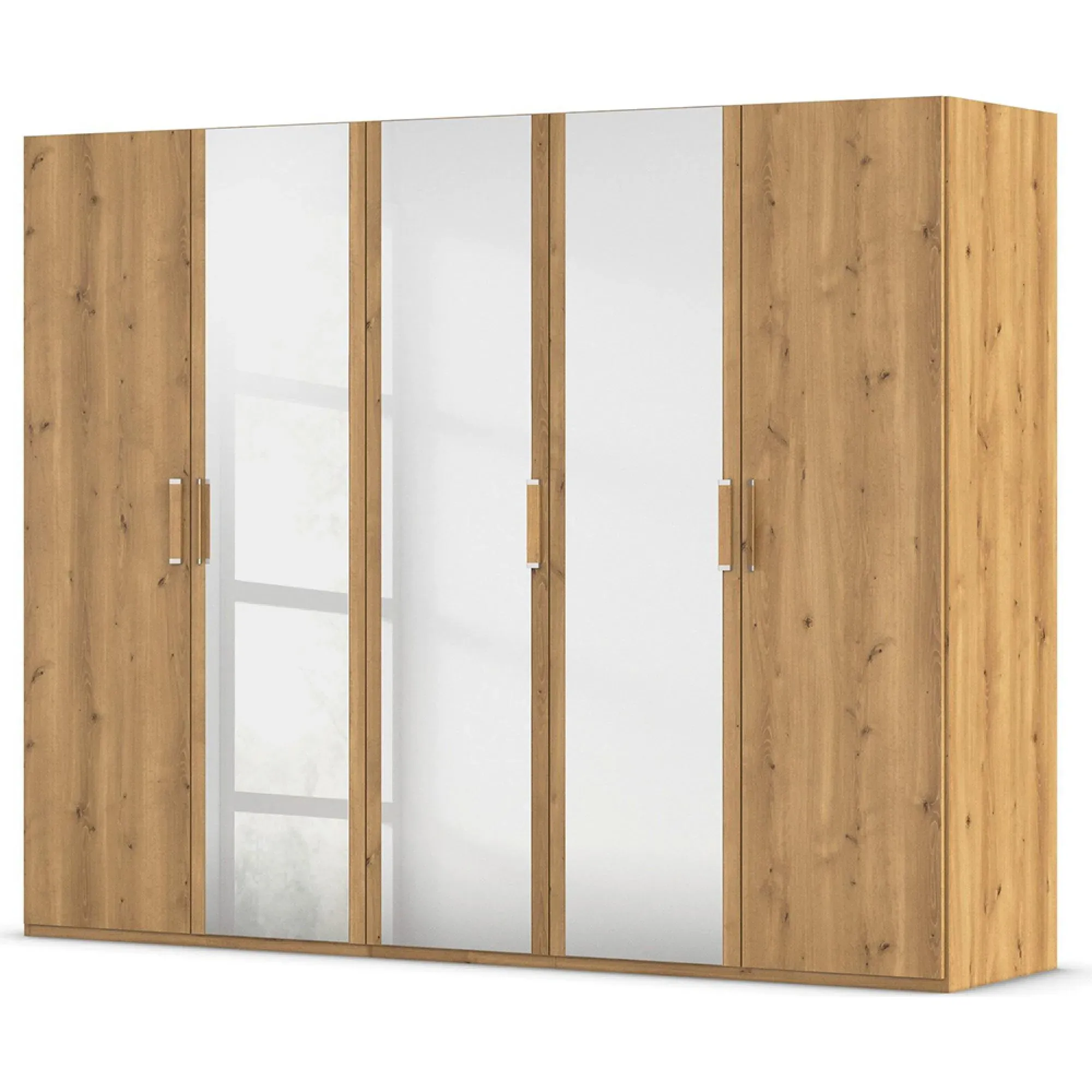 Evelyn 5 Door Wardrobe with Mirror - Wild Oak