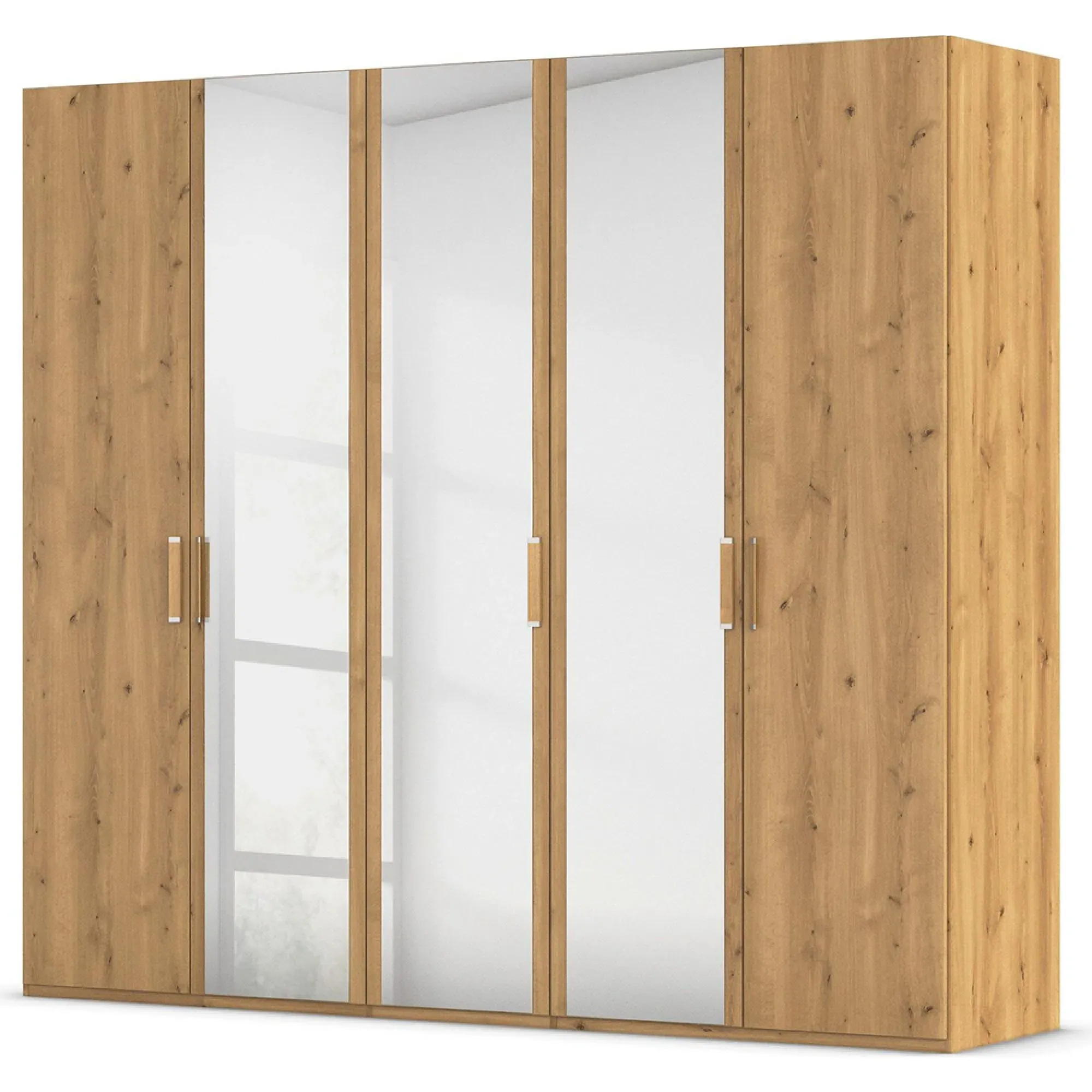 Evelyn 5 Door Wardrobe with Mirror - Wild Oak