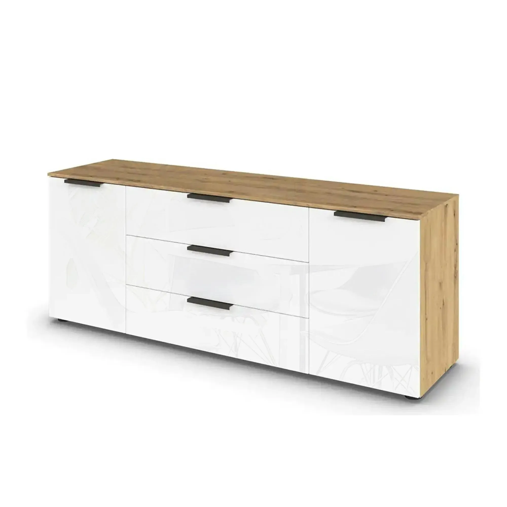 Flipp 2 Door Low Sideboard with Adjustable Height - Artisan Oak