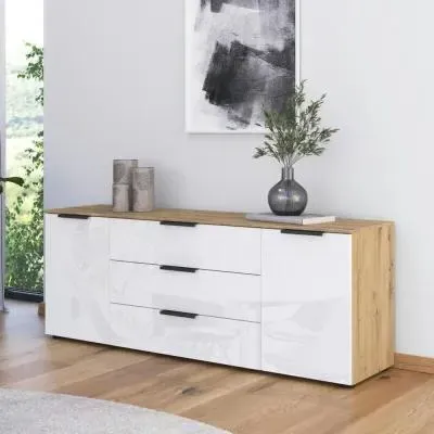 Flipp 2 Door Low Sideboard with Adjustable Height - Artisan Oak