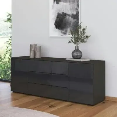 Flipp 2 Door Low Sideboard with Adjustable Height - Graphite