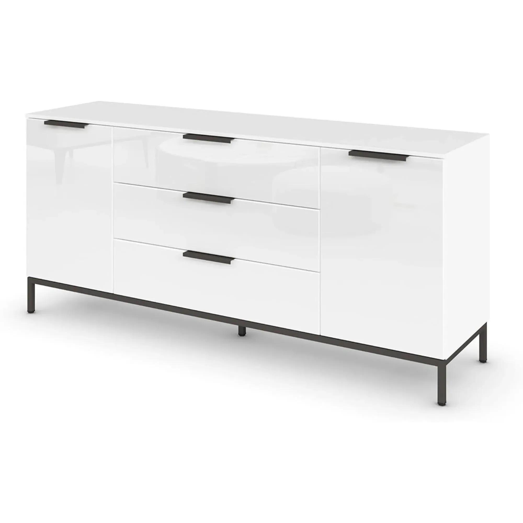 Flipp 2 Door Low Sideboard with Metal Base - Alpine White