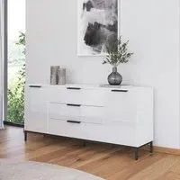 Flipp 2 Door Low Sideboard with Metal Base - Alpine White