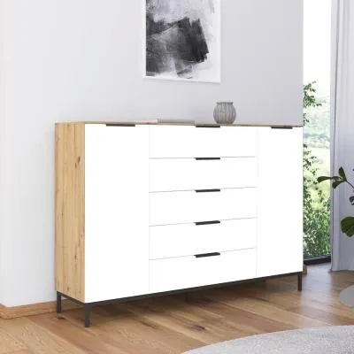 Flipp 2 Door Sideboard with Metal Base - Artisan Oak