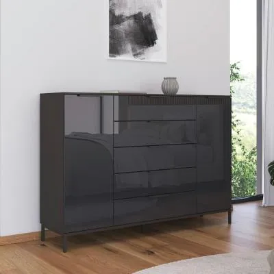 Flipp 2 Door Sideboard with Metal Base - Graphite