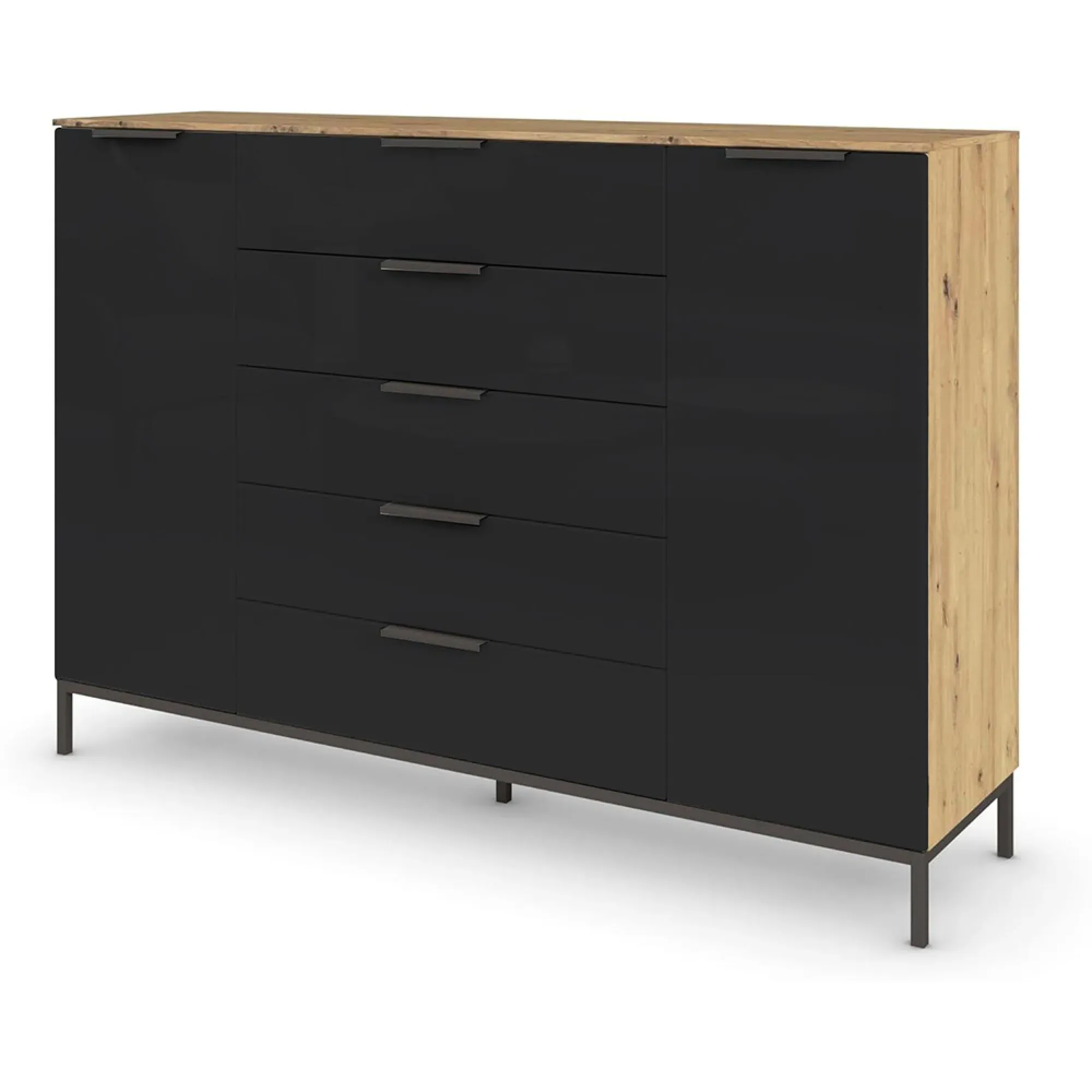 Flipp 2 Door Sideboard with Metal Base - Oak