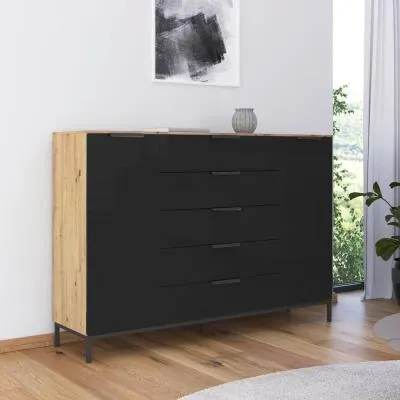 Flipp 2 Door Sideboard with Metal Base - Oak