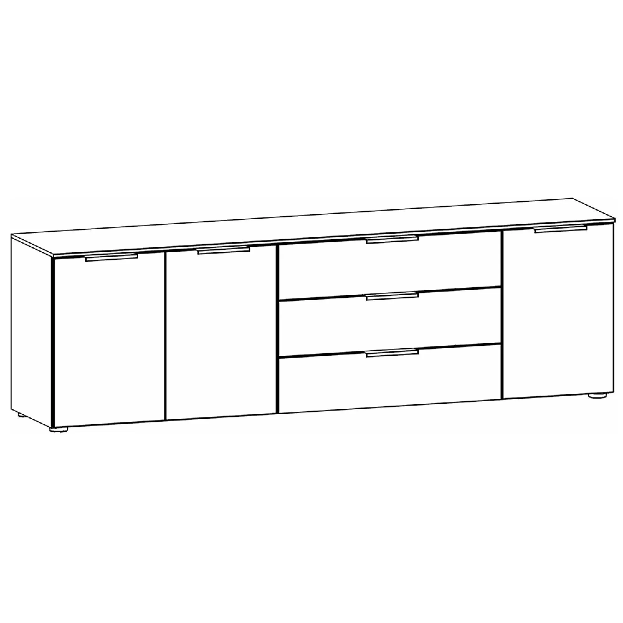 Flipp 3 Door Low Sideboard with Metal Base - Artisan Oak