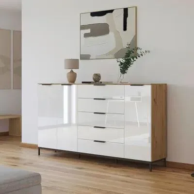 Flipp 3 Door Sideboard with Metal Base - Artisan Oak