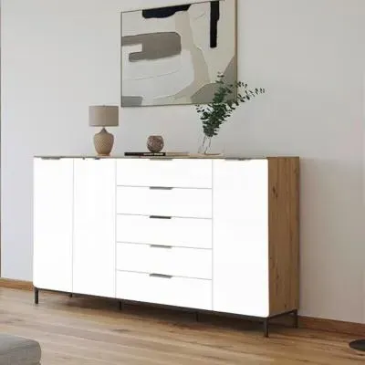 Flipp 3 Door Sideboard with Metal Base - Artisan Oak