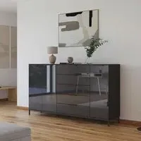 Flipp 3 Door Sideboard with Metal Base - Graphite
