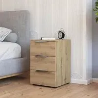Flipp 3 Drawer Bedside Cabinet with Adjustable Height - Artisan Oak