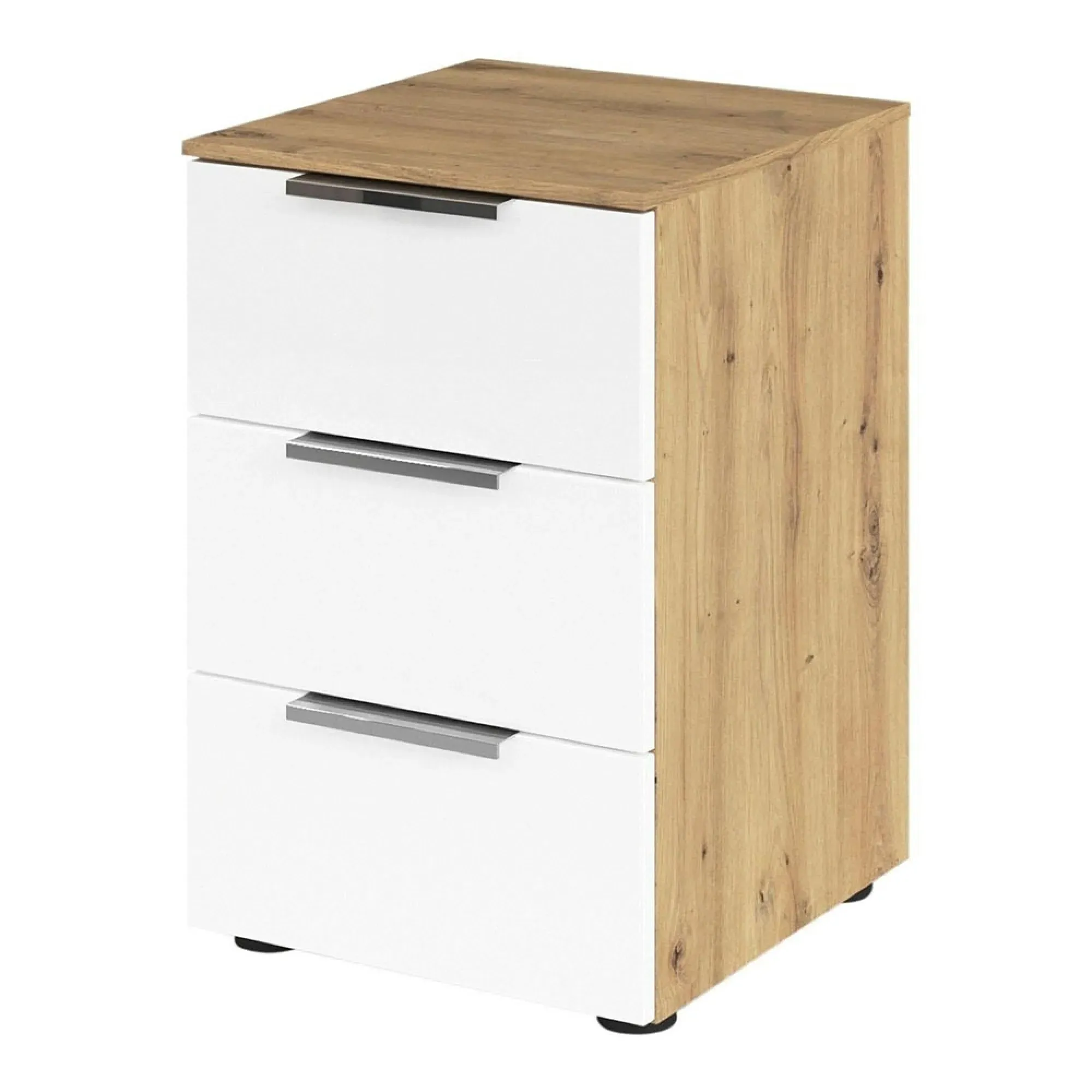 Flipp 3 Drawer Bedside Cabinet with Adjustable Height - Artisan Oak