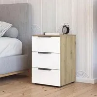 Flipp 3 Drawer Bedside Cabinet with Adjustable Height - Artisan Oak
