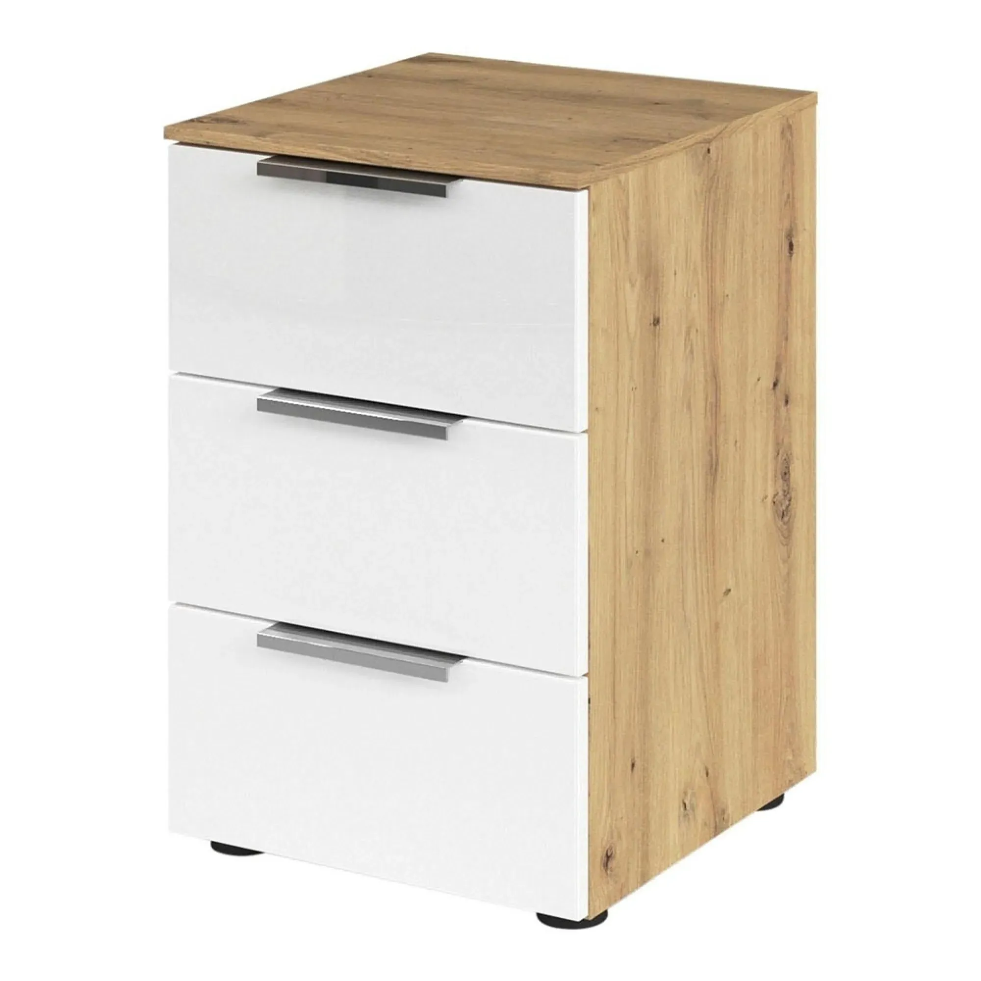 Flipp 3 Drawer Bedside Cabinet with Adjustable Height - Artisan Oak
