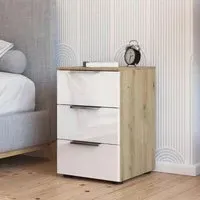 Flipp 3 Drawer Bedside Cabinet with Adjustable Height - Artisan Oak