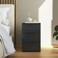 Flipp 3 Drawer Bedside Cabinet with Adjustable Height - Graphite