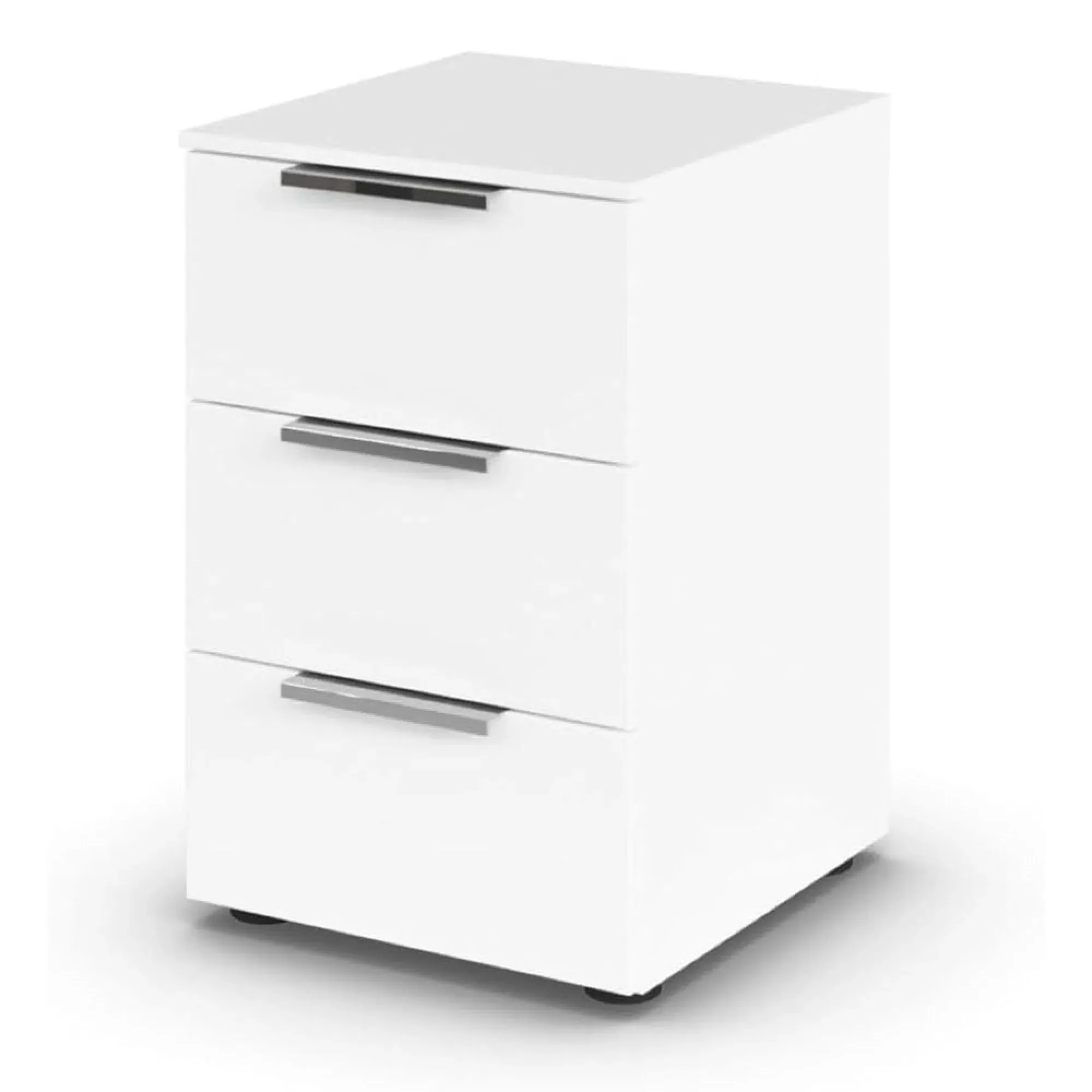 Flipp 3 Drawer Bedside Cabinet with Adjustable Height - White
