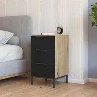 Flipp 3 Drawer Bedside Cabinet with Metal Base - Artisan Oak