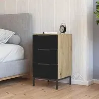 Flipp 3 Drawer Bedside Cabinet with Metal Base - Artisan Oak
