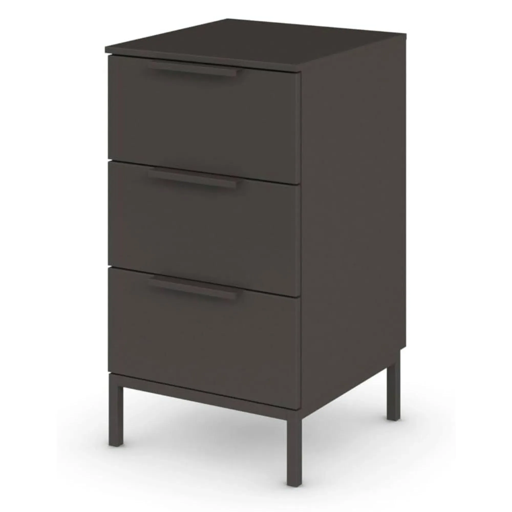 Flipp 3 Drawer Bedside Cabinet with Metal Base - Graphite