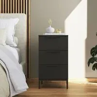 Flipp 3 Drawer Bedside Cabinet with Metal Base - Graphite
