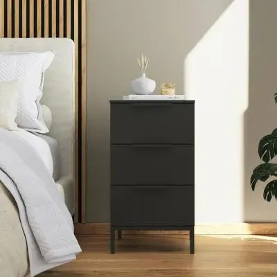 Flipp 3 Drawer Bedside Cabinet with Metal Base - Graphite