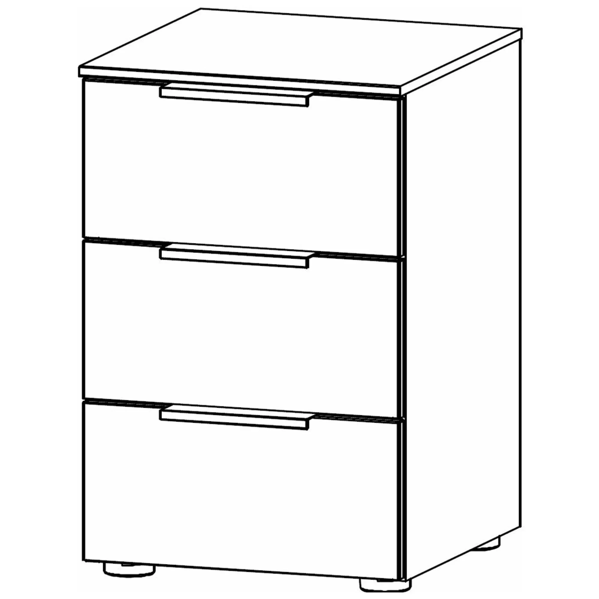 Flipp 3 Drawer Bedside Cabinet with Metal Base - White