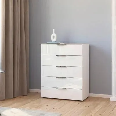 Flipp 5 Drawer Chest with Adjustable Height - Alpine White