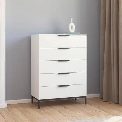 Flipp 5 Drawer Chest with Metal Base - Alpine White