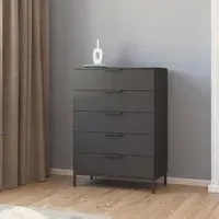 Flipp 5 Drawer Chest with Metal Base - Graphite